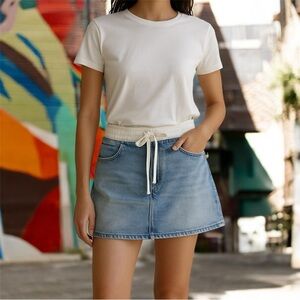 Zara Women’s Contrast Denim Mini Skirt